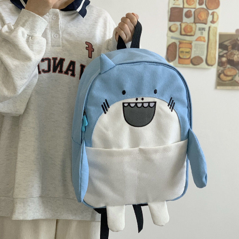 韓國ins學生背包可愛軟萌小鯊魚童趣少女心卡通書包ulzzang雙肩包