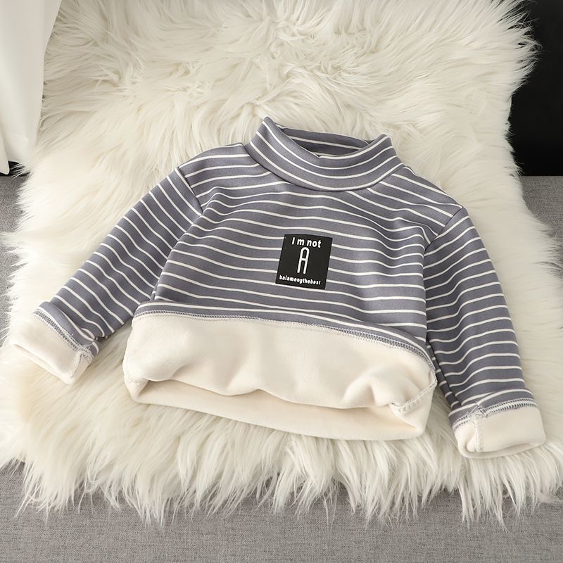 Children's fleece thickened bottoming shirt male and female baby winter clothes children's warm half-high collar long-sleeved top