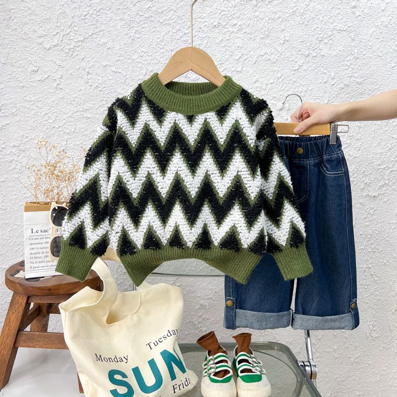 Girls Sweater 2023 Spring and Autumn New Style Girls and Boys Jackets Autumn Thickened Children's Style Knitted Bottoming Shirt Trendy