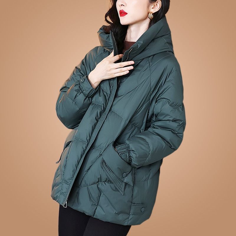 Large size women's hooded cotton jacket winter 2023 new fashion thickened cotton coat high-end age-reducing warm cotton jacket