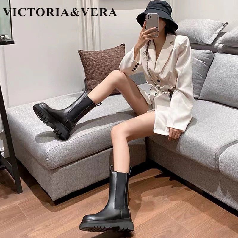 Victoria inner heightening Martin boots women's small British style chimney boots thick-soled Chelsea short boots