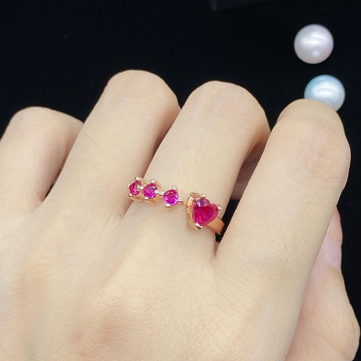 Elegant Heart-shaped Red Tourmaline Ring In Sterling Silver For Women_voghion.com