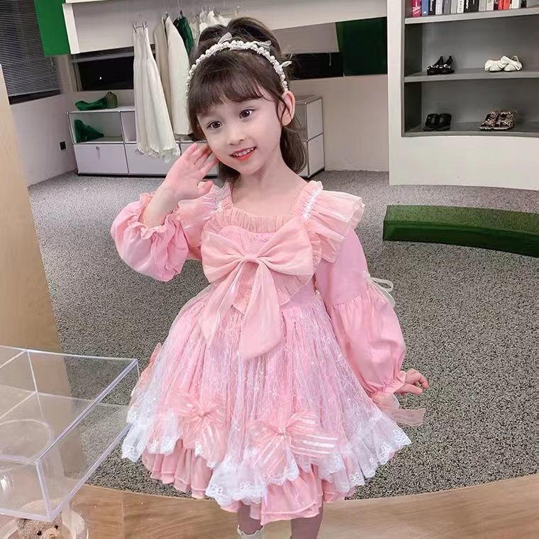 Lolita Girls Princess Dress Autumn and Winter 2022 New Lena Bell Skirt Autumn and Winter Baby Girl Long Sleeve Dress