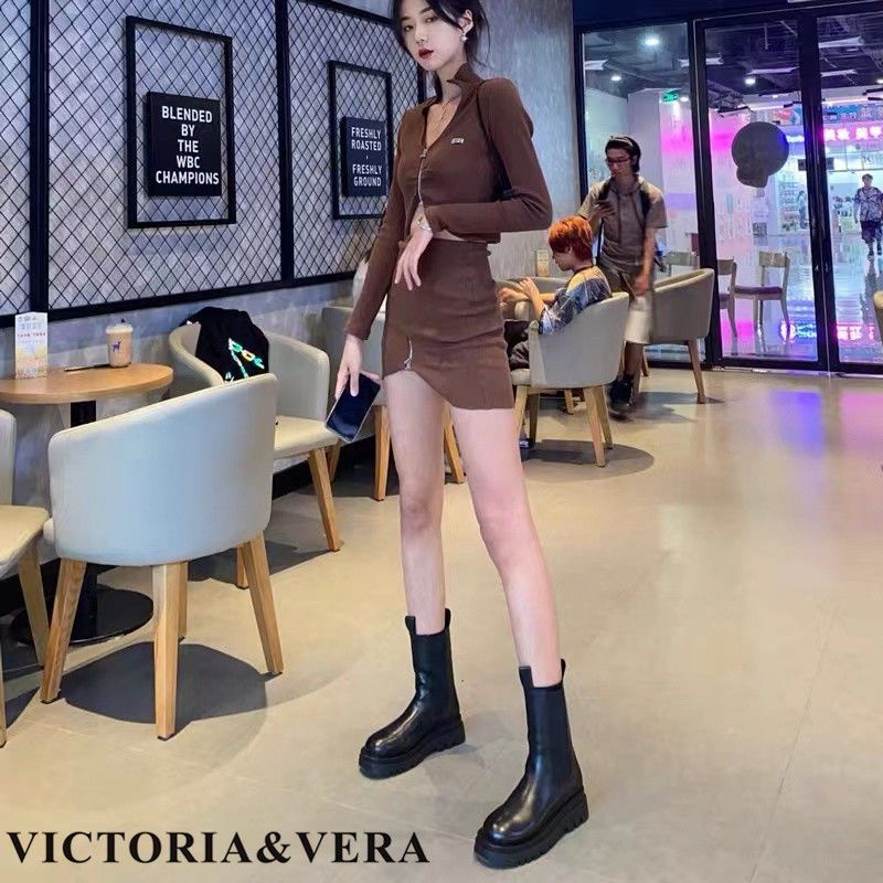 Victoria inner heightening Martin boots women's small British style chimney boots thick-soled Chelsea short boots