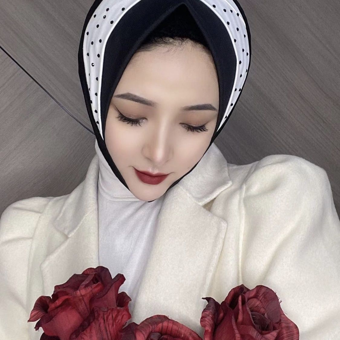 Shawl female muslim cross splicing leisure hot drill soft hat brim pullover