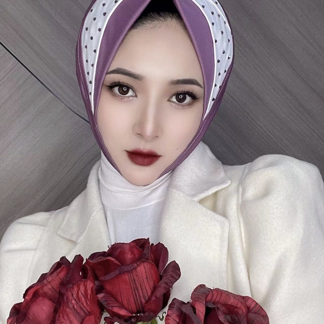 Shawl female muslim cross splicing leisure hot drill soft hat brim pullover