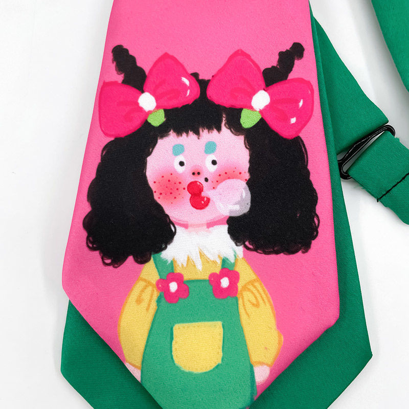 Lotus capsule original embroidery double free small tie pink green sweet cool college girl accessories ugly cute female_voghion.com