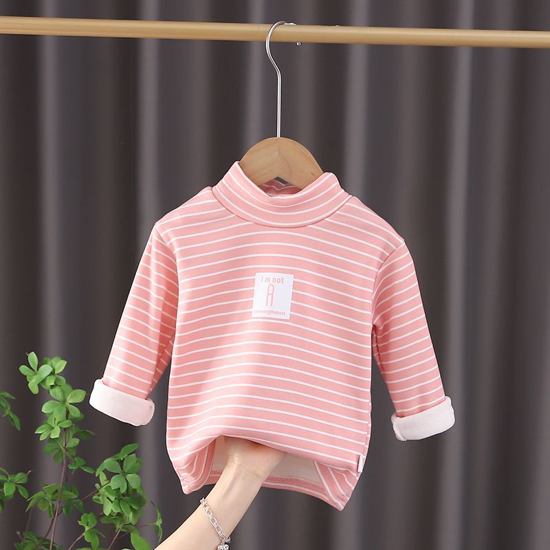 Children's fleece thickened bottoming shirt male and female baby winter clothes children's warm half-high collar long-sleeved top