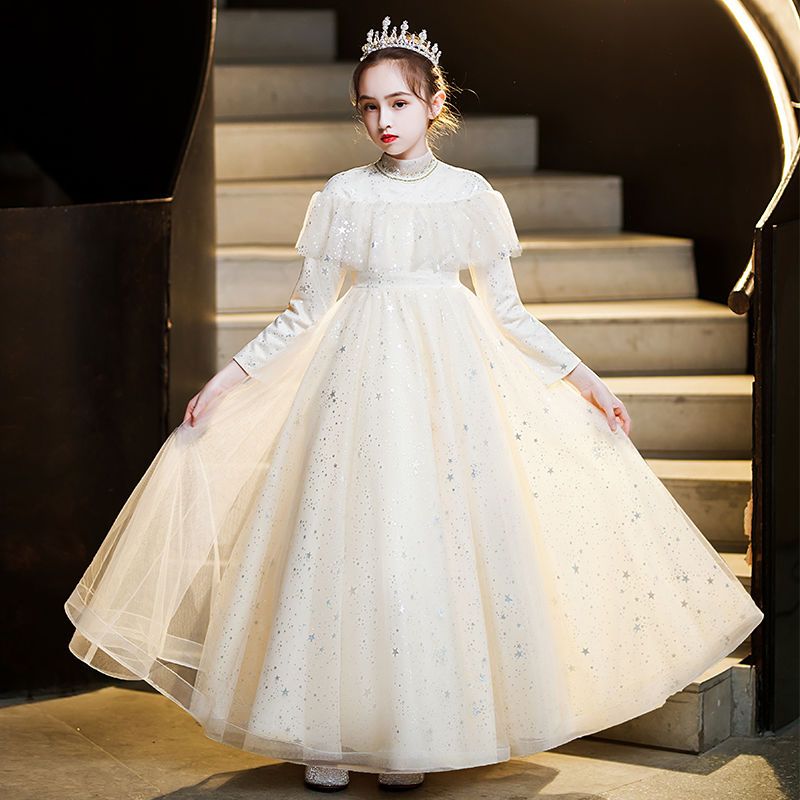 Girls dress high-end princess dress girl dress dress flower girl wedding little girl piano performance costume spring and autumn