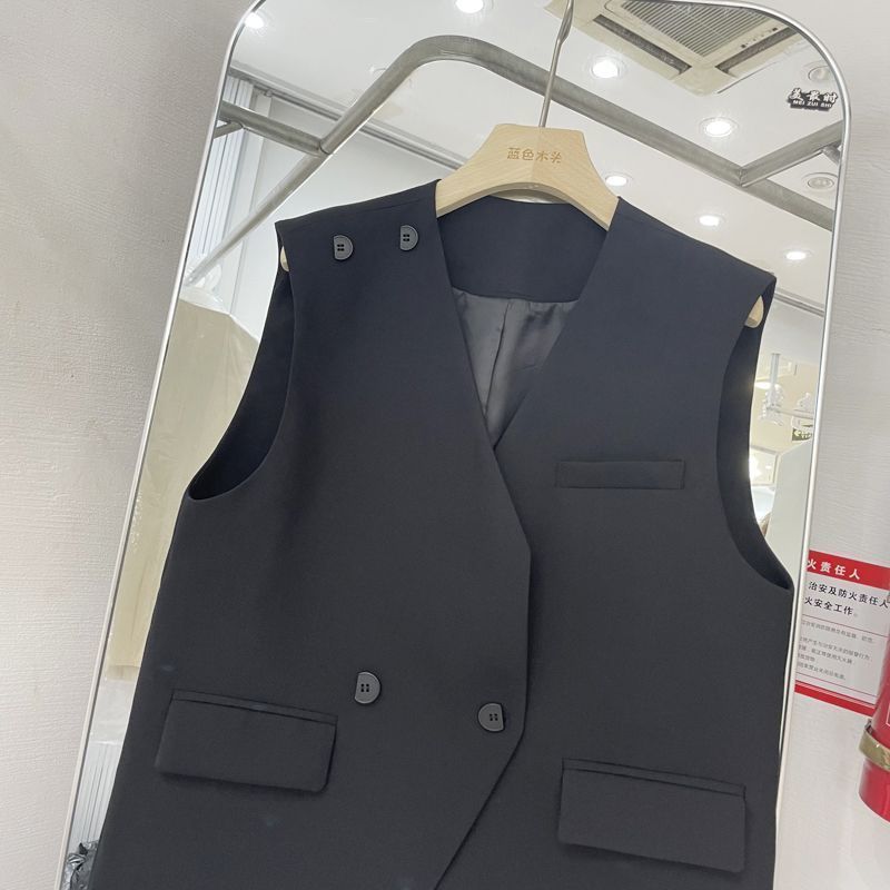 2 half-button suit vests 2022 autumn new style irregular design loose and versatile temperament waistcoat jacket