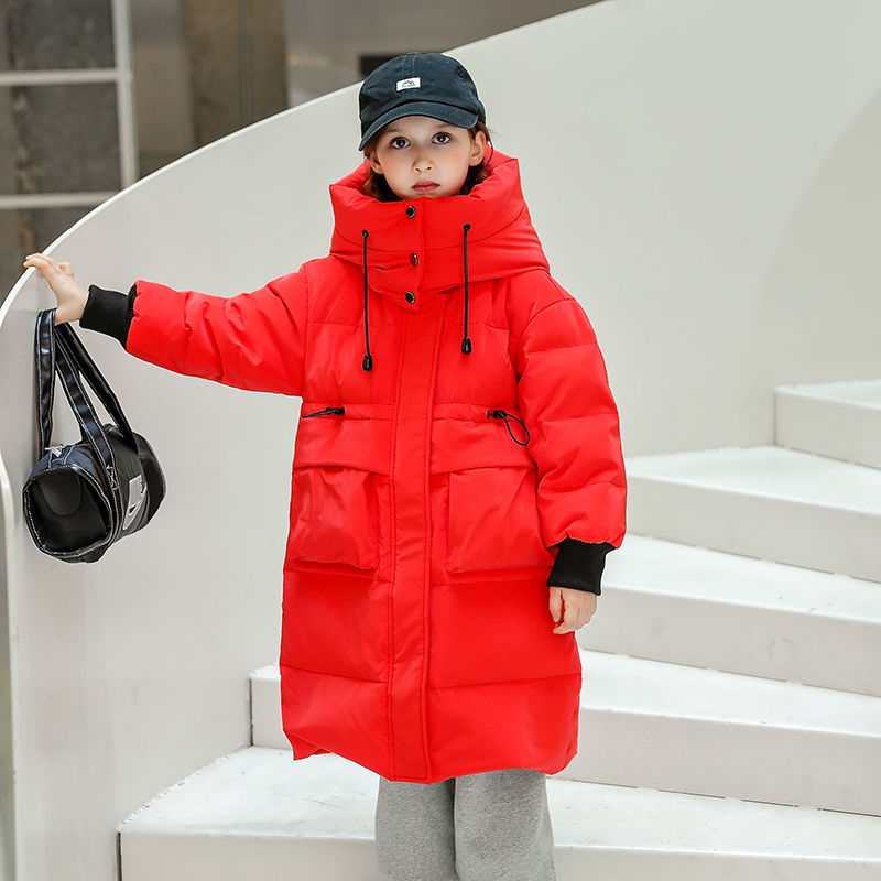 兒童羽絨服新款男童中長款洋氣2022男女孩冬裝男女中大童潮外套