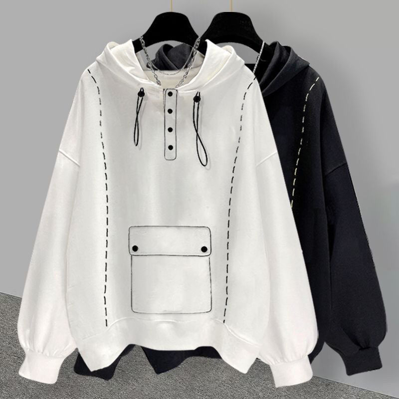 Tide brand tooling hooded sweater suit men's winter plus velvet thick Korean style trendy large pocket long-sleeved jacket loose