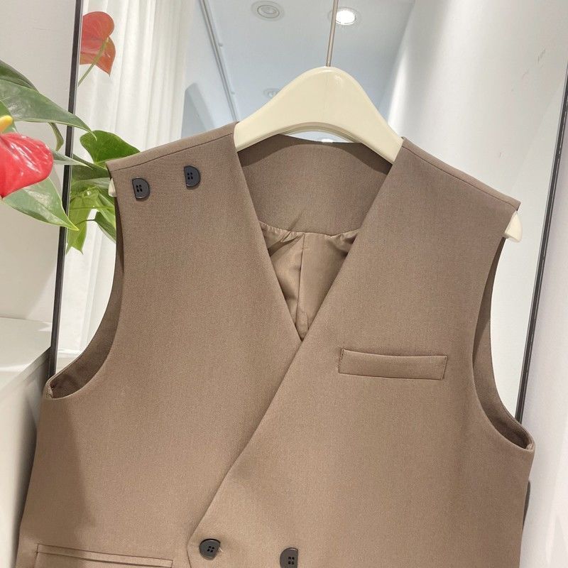2 half-button suit vests 2022 autumn new style irregular design loose and versatile temperament waistcoat jacket