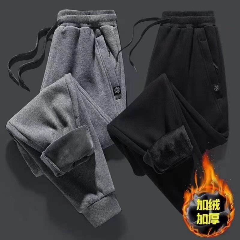Fuguiniao's new zipper pocket plus velvet men's trousers loose high-waisted sports pants trousers trendy all-match trousers 12