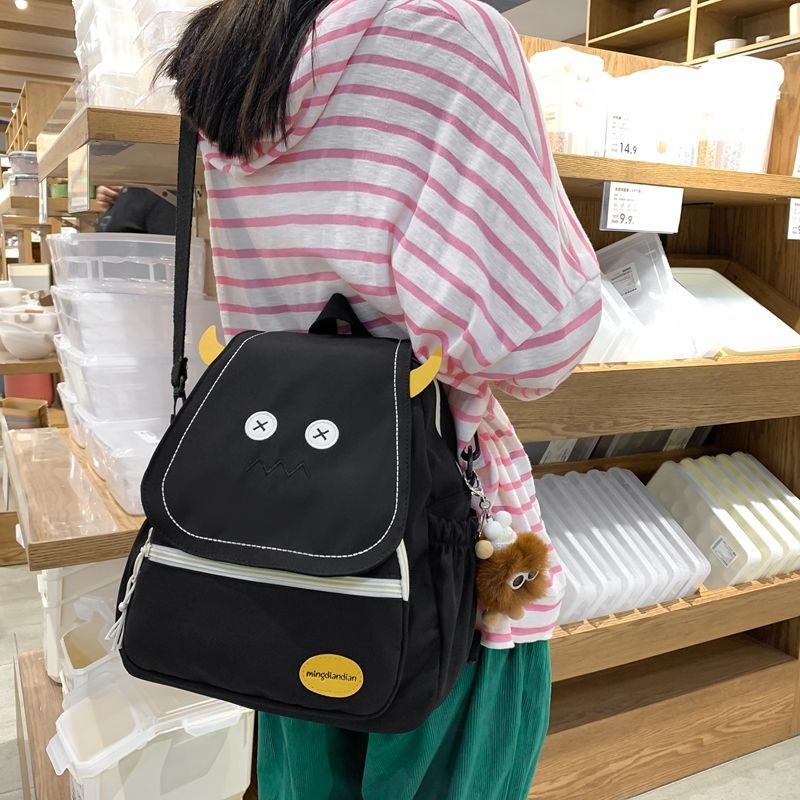 日系可爱迷你双肩包女新款韩版ins卡通帆布包书包大学生背包
