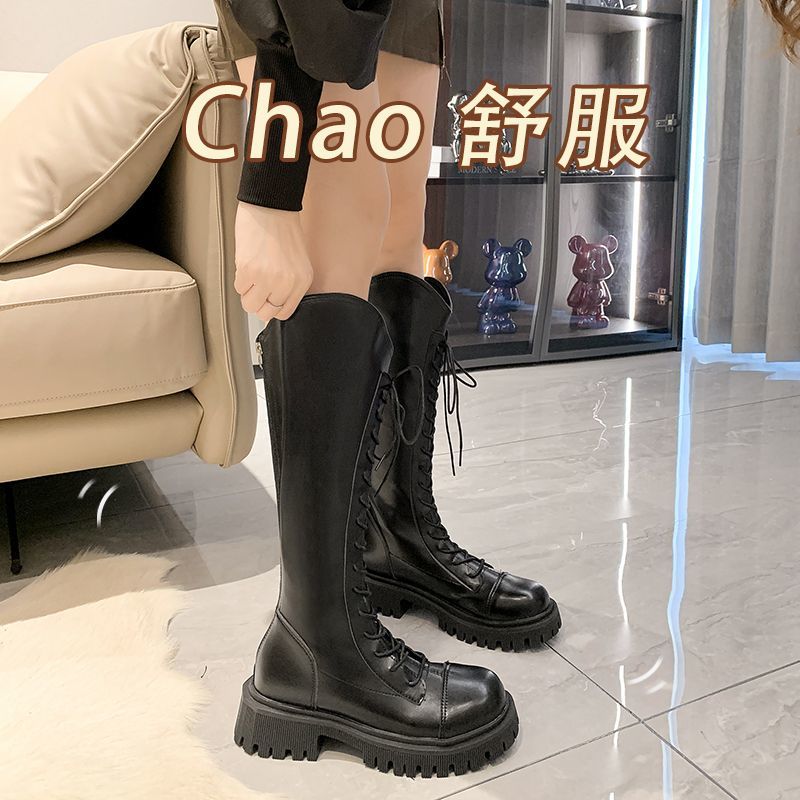 Long boots with thick legs and fat mm increase and widen but knee thick legs V mouth winter new small tall knight boots
