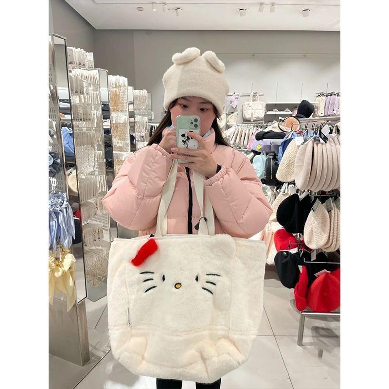 Tote bag female plush bag large capacity  new kt cat hand shopping bag hello kitty shoulder bag