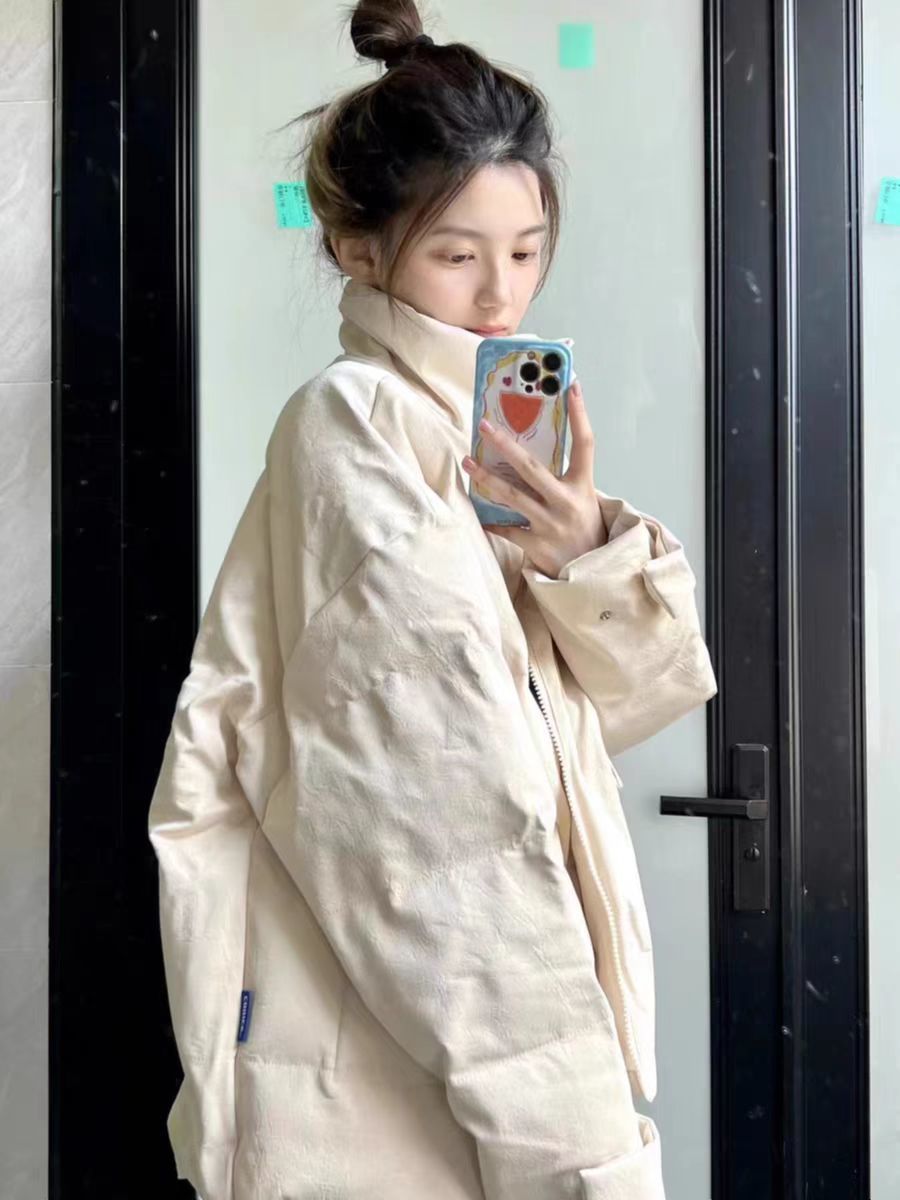 College style sweet cream stand-up collar thickened warm bread coat cotton coat female student winter ins cotton coat