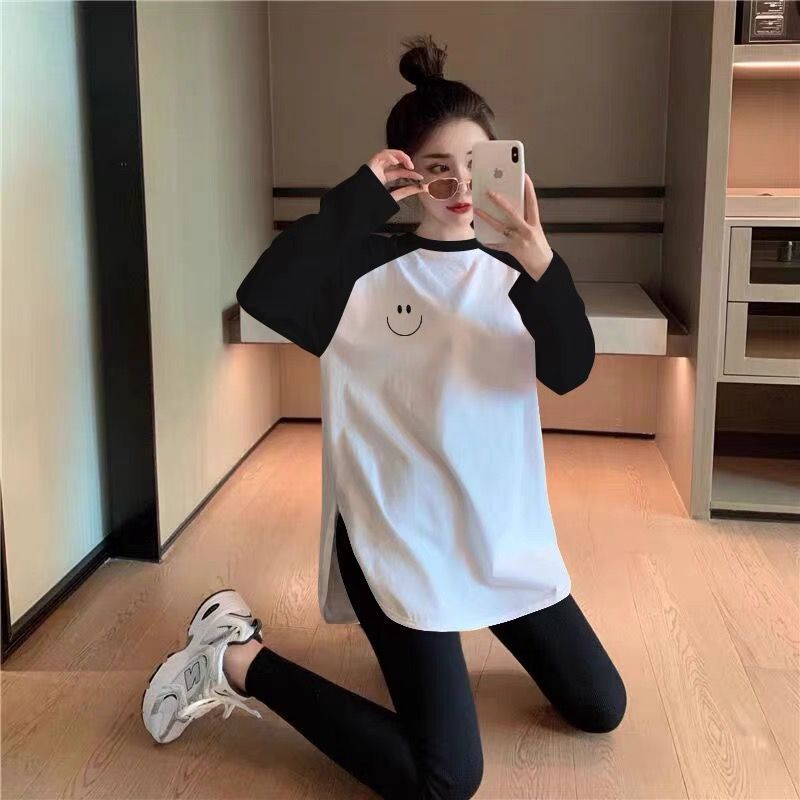 純棉打底衫女內搭2022新款秋冬寬鬆時尚洋氣疊穿長袖t恤白色上衣