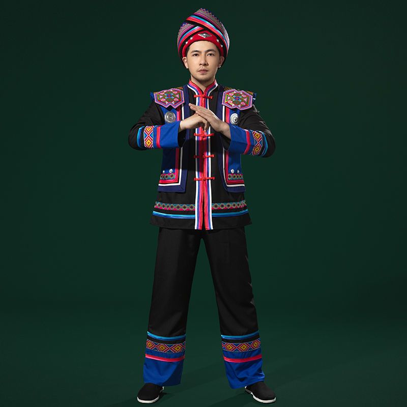 少数民族服装男贵州苗族彝族侗族云南白族土家族瑶族舞台演出服饰