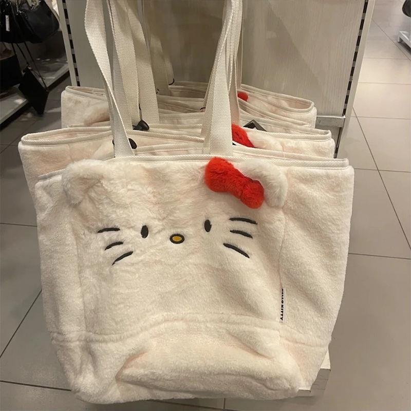 Tote bag female plush bag large capacity  new kt cat hand shopping bag hello kitty shoulder bag
