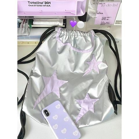 Kordelzugrucksack Für Reise Sport Und Uni Silberfarben_voghion.com