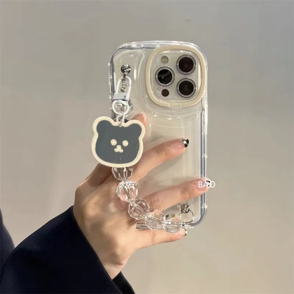 可爱透明熊镜面11适用苹果14Promax手机壳12女13pro苹果13promax
