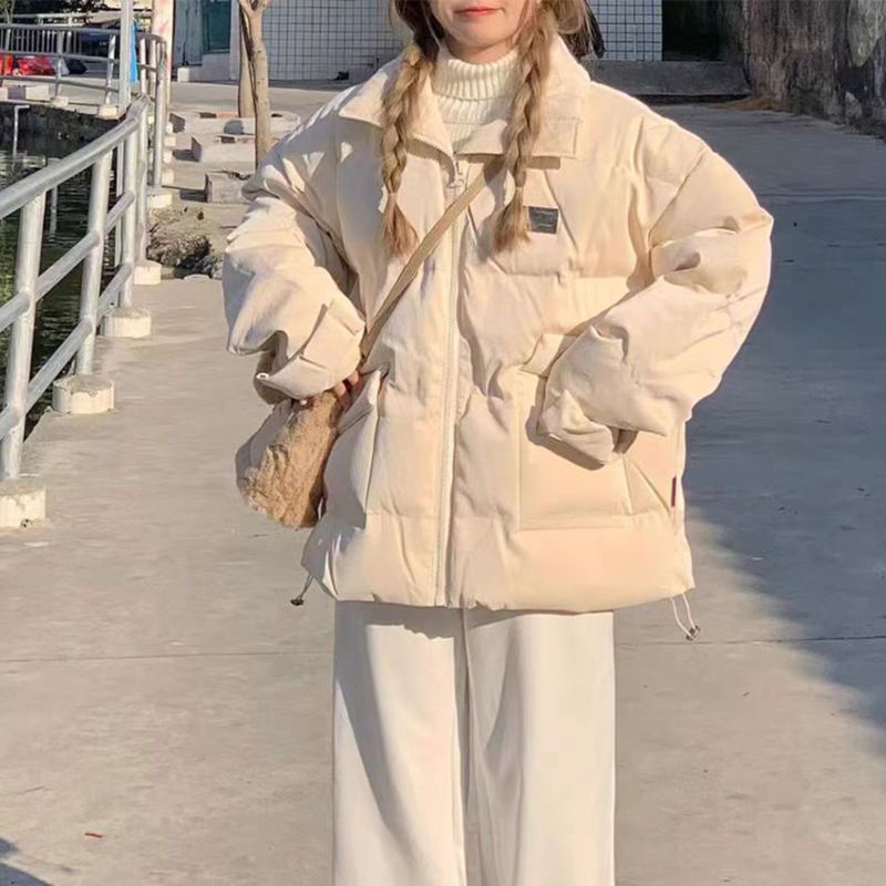 College style sweet cream stand-up collar thickened warm bread coat cotton coat female student winter ins cotton coat