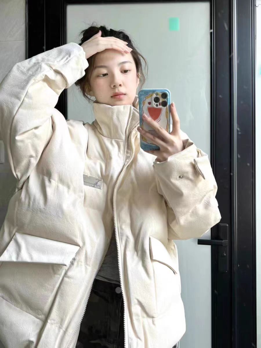 College style sweet cream stand-up collar thickened warm bread coat cotton coat female student winter ins cotton coat