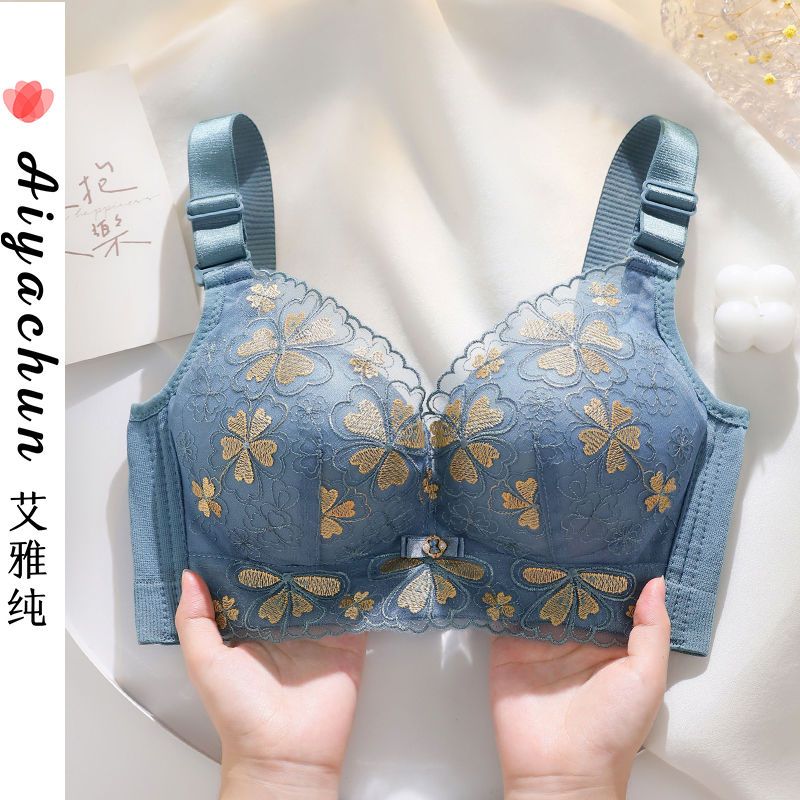Underwear women gathered small breasts thickened top support adjustable lace bra sexy embroidery anti-sagging closed breasts bra