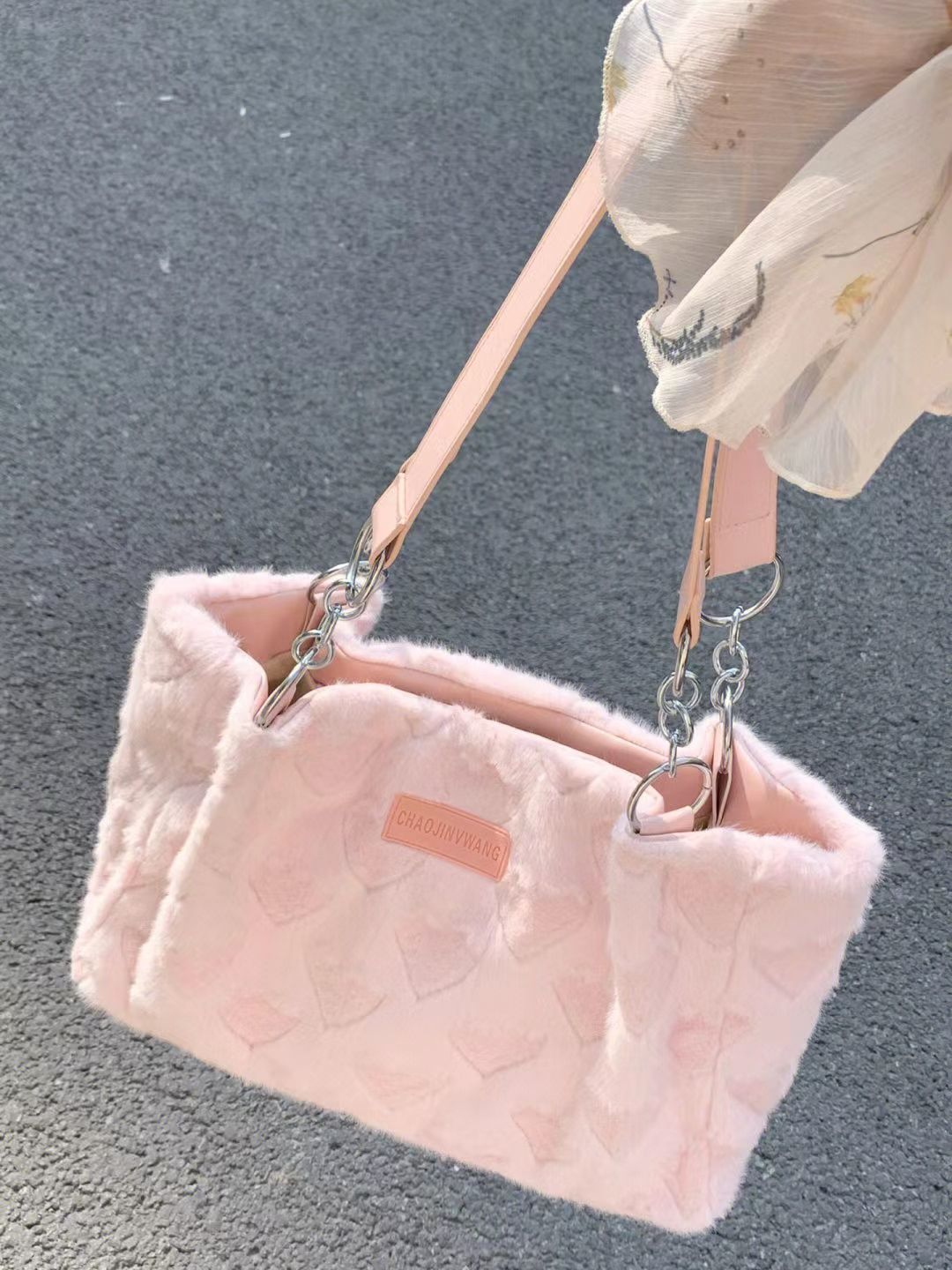 秋冬大容量毛絨包包2022新款女包流行通勤單肩包毛毛包休閒托特包