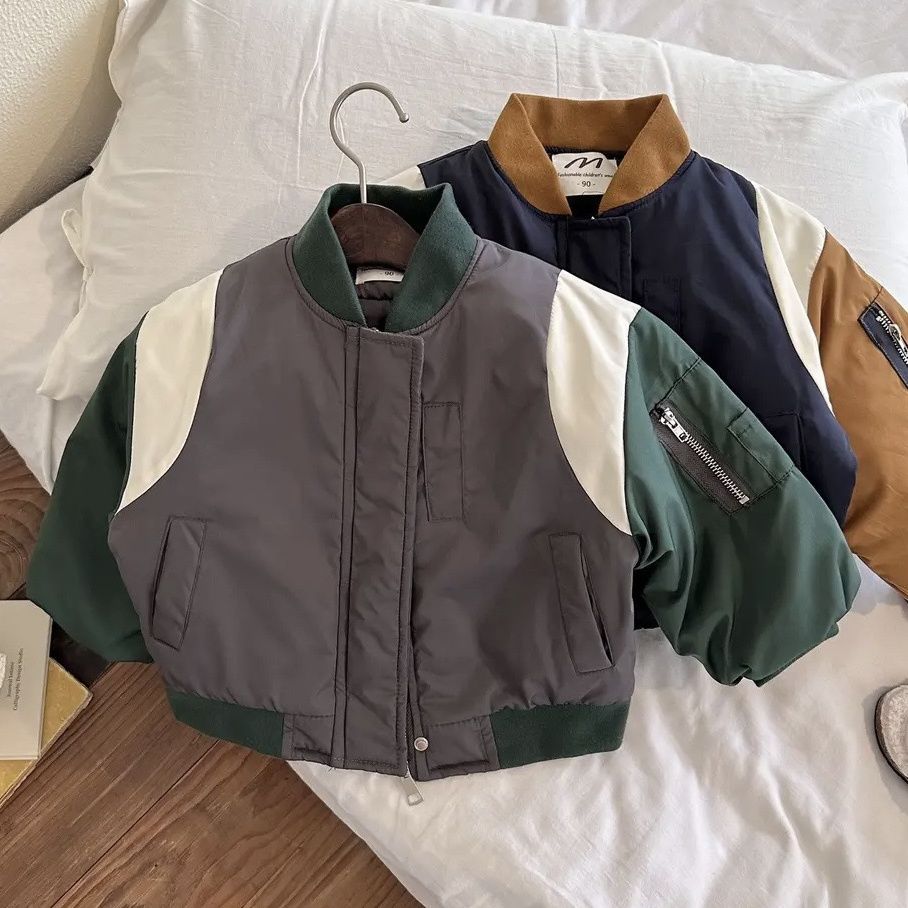 Boys' padded clothes autumn and winter 2023 new children's baseball uniforms winter clothes quilted stitching jacket jacket thickened clothes