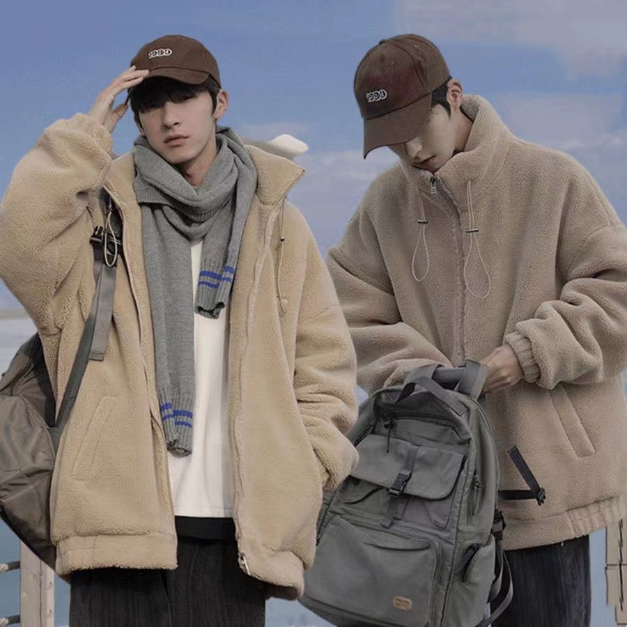 Cappotto da uomo in cotone casual coreano versatile invernale in pile di agnello spesso_voghion.com