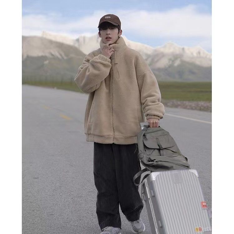 Cappotto da uomo in cotone casual coreano versatile invernale in pile di agnello spesso_voghion.com