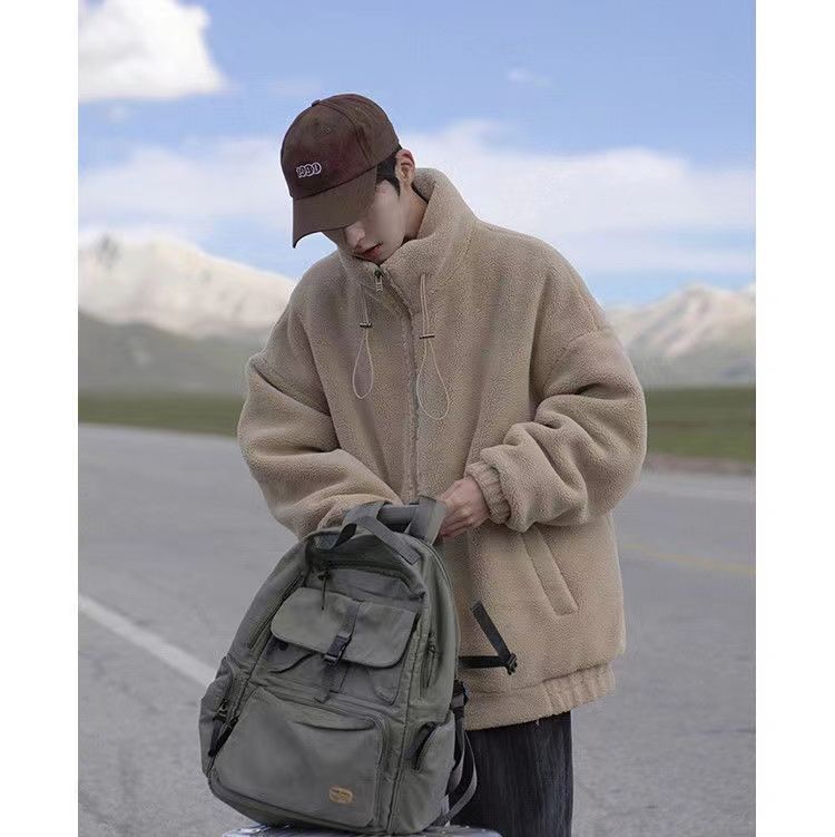 Cappotto da uomo in cotone casual coreano versatile invernale in pile di agnello spesso_voghion.com