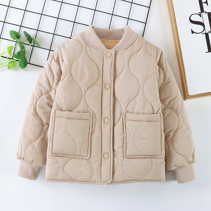 Children's down padded jacket liner foreign style boys and girls winter clothes plus velvet thick middle and big children's warm cotton padded jacket