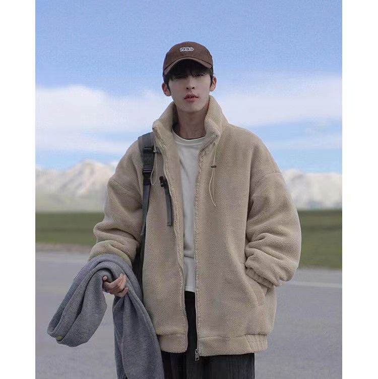 Cappotto da uomo in cotone casual coreano versatile invernale in pile di agnello spesso_voghion.com