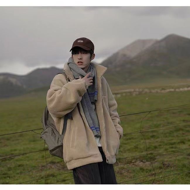 Cappotto da uomo in cotone casual coreano versatile invernale in pile di agnello spesso_voghion.com