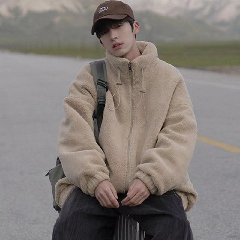 Cappotto da uomo in cotone casual coreano versatile invernale in pile di agnello spesso_voghion.com