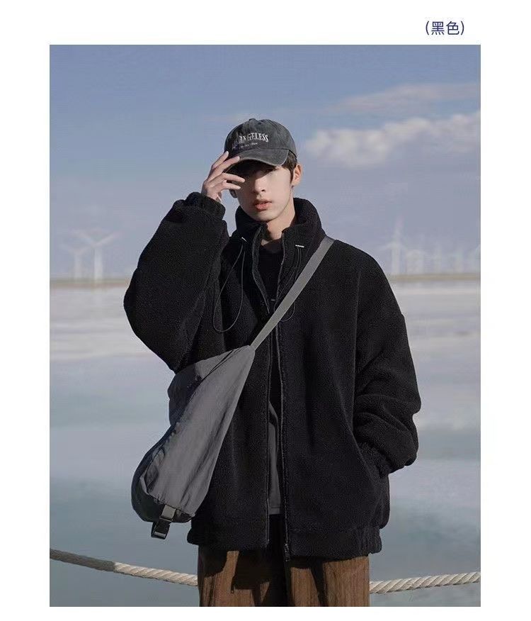 Cappotto da uomo in cotone casual coreano versatile invernale in pile di agnello spesso_voghion.com
