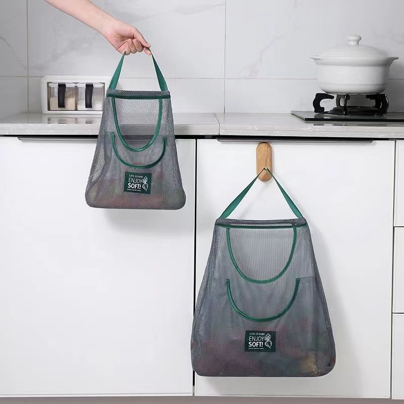 厨房好物家用果蔬网袋挂袋挂墙式收纳袋挂兜手提透气蔬菜袋子网兜