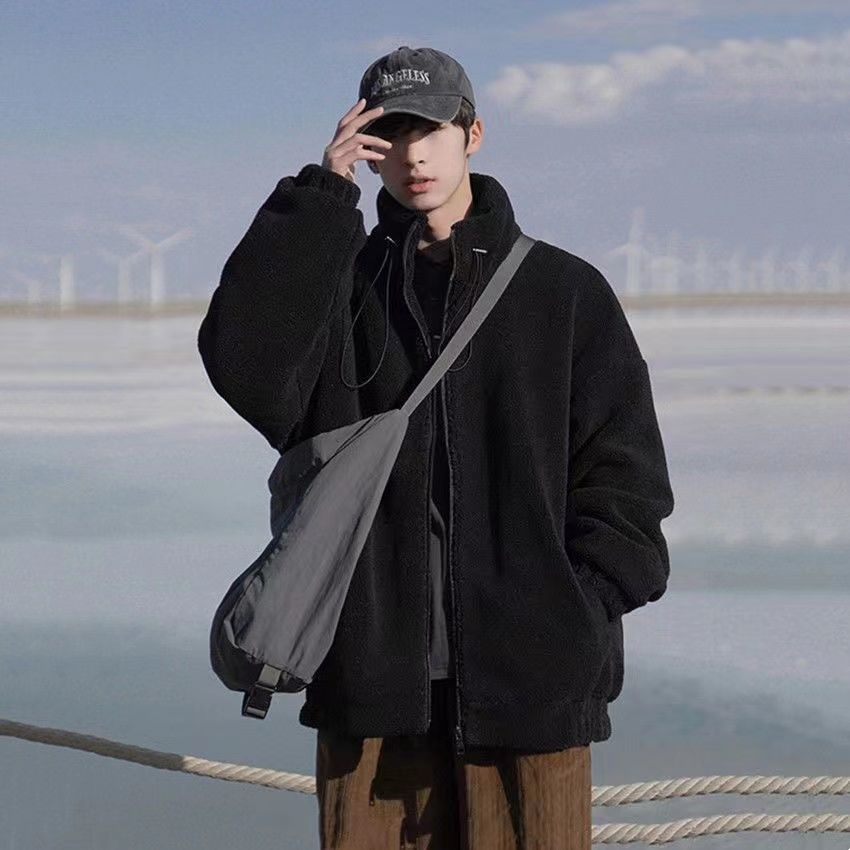 Cappotto da uomo in cotone casual coreano versatile invernale in pile di agnello spesso_voghion.com