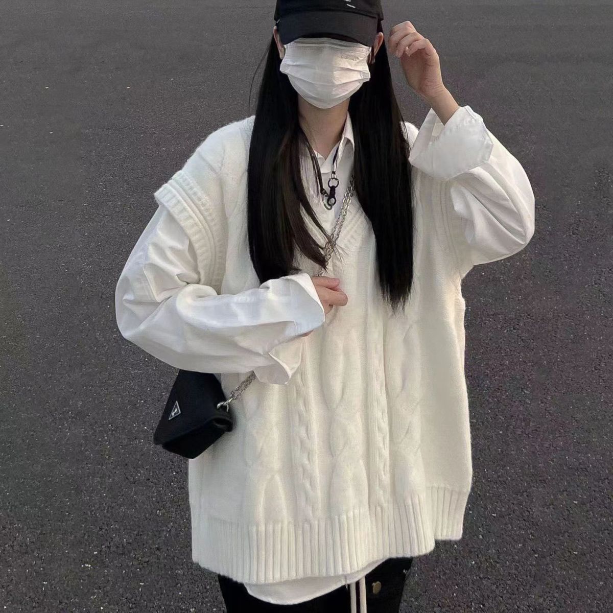 2023春秋季新款寬鬆馬甲針織背心女設計感小眾慵懶外搭疊穿兩件套