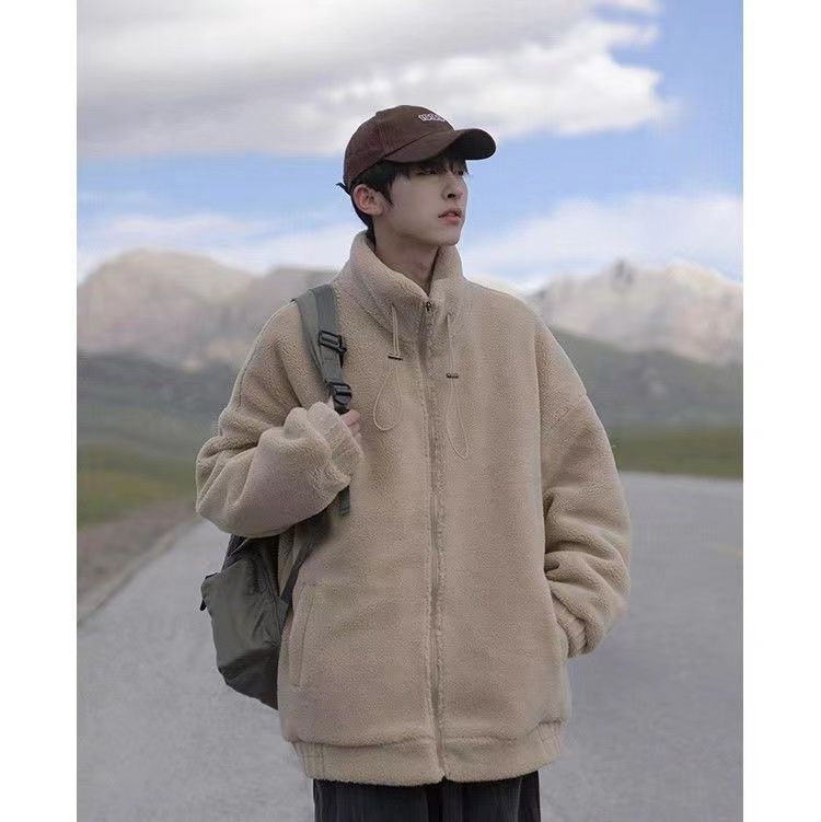 Cappotto da uomo in cotone casual coreano versatile invernale in pile di agnello spesso_voghion.com