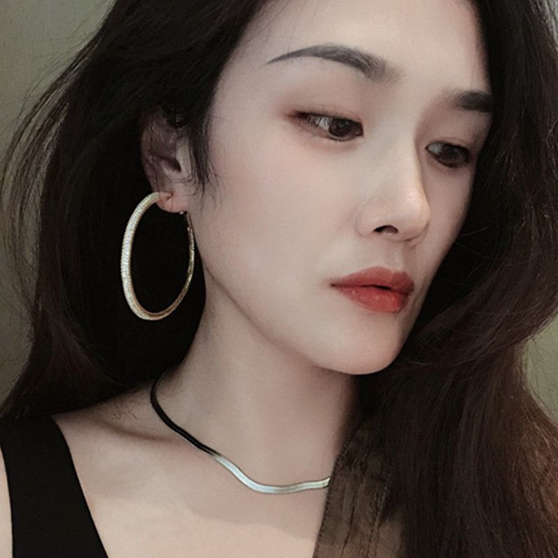 Luxurious Full-diamond Oversized Hoop Earrings European Style_voghion.com
