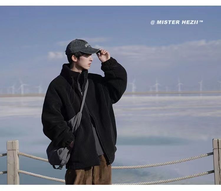 Cappotto da uomo in cotone casual coreano versatile invernale in pile di agnello spesso_voghion.com