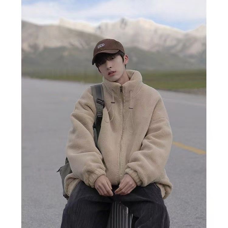 Cappotto da uomo in cotone casual coreano versatile invernale in pile di agnello spesso_voghion.com