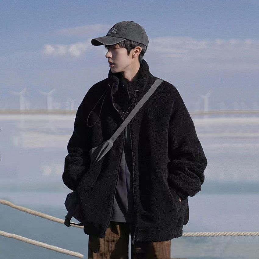 Cappotto da uomo in cotone casual coreano versatile invernale in pile di agnello spesso_voghion.com