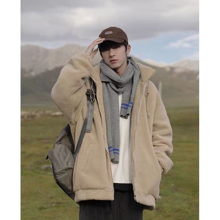 Cappotto da uomo in cotone casual coreano versatile invernale in pile di agnello spesso_voghion.com