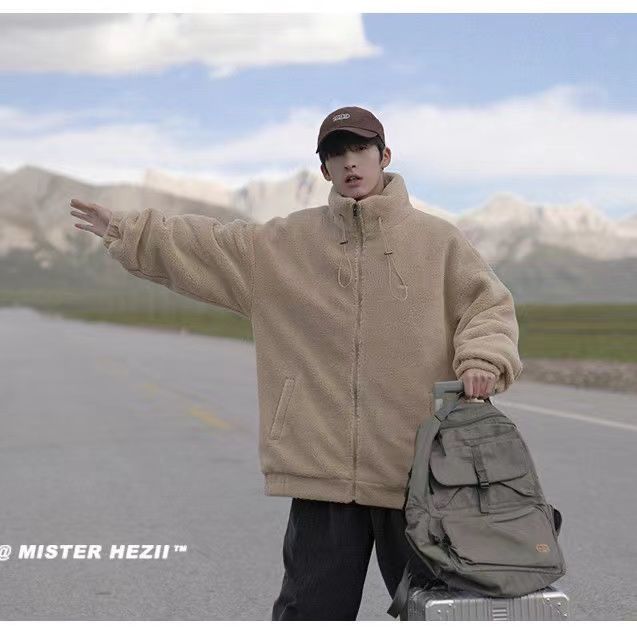 Cappotto da uomo in cotone casual coreano versatile invernale in pile di agnello spesso_voghion.com